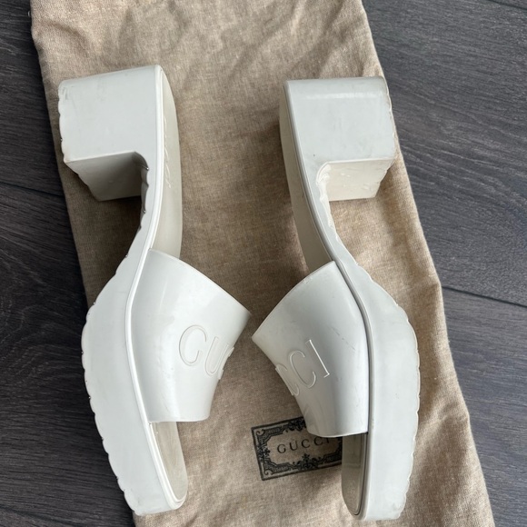GUCCI Off-White Rubber Slide Heeled Sandals 36 - Picture 8 of 10